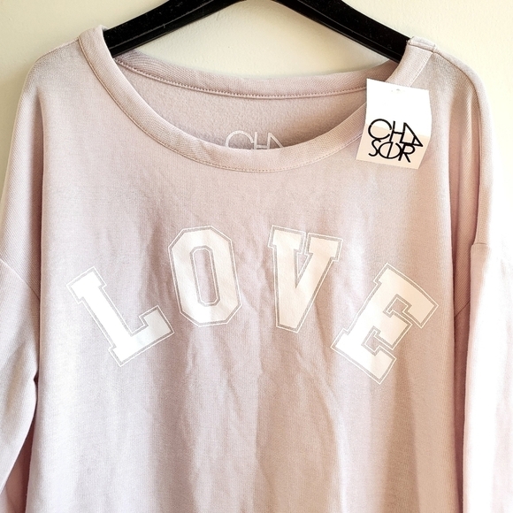 New Chaser Love Graphic Cozy Knit Crewneck L/S Pullover Sweatshirt XS NWT - Picture 9 of 13